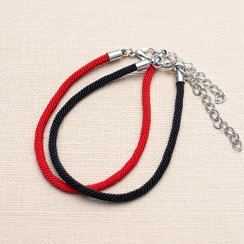 offre spéciale 1 pc Rouge Fil Chaîne Bracelet Chanceux Rouge Noir Corde À La Main Bracelet Pour Femmes Hommes Bijoux Amant couple