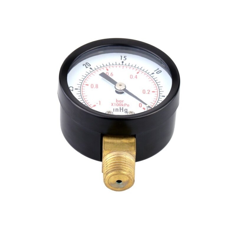 Pressure Gauge - 0 ~ -30inHg 0 ~ -1 bar Mini Dial Air Pressure Gauge Barometer meters Vacuum gauge dual scale dial Black