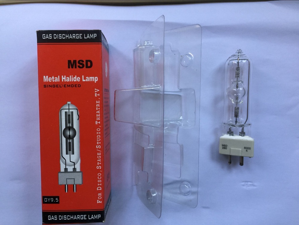 Scenelyslampe msd 250/2 msd 250w watt 90v msr-pære nsd 250w 8000k metallhalogenpærer til bevegelige hoder