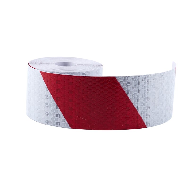 10M X 5Cm Veiligheid Waarschuwing Tape Reflecterende Tape Zelfklevende Tape Reflecterende Strip Verkeer Reflecterende Stickers Kleur: rood + Wit