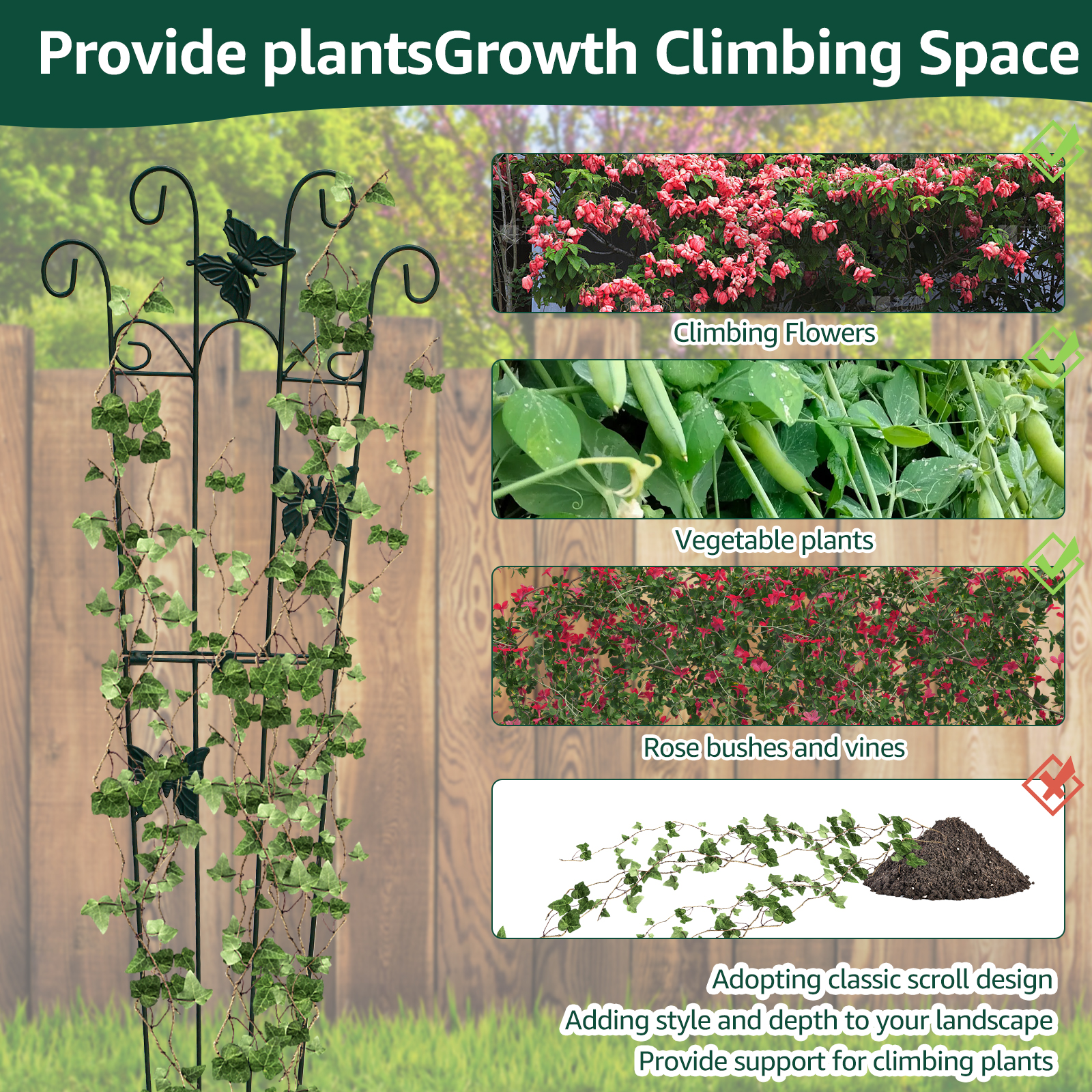 Metalen Tuin Trellis Opvouwbare Plant Ondersteuning Staak Stand Roestbestendig Ijzerdraad Scherm Plant Klimmen Trellis voor Groenten