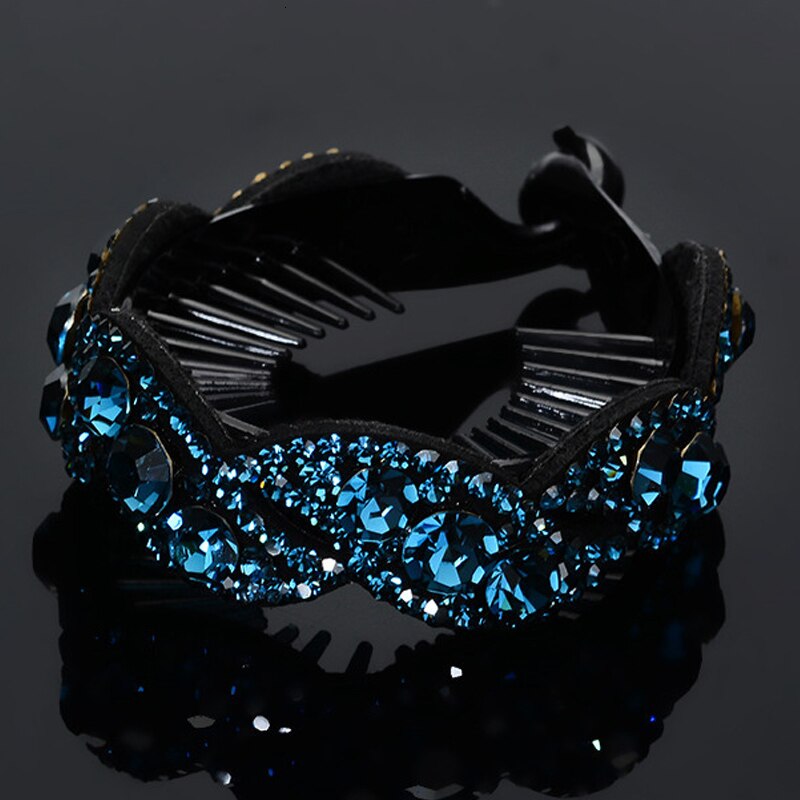 Glitter rhinestone kvinder frikadeller hår tilbehør hår kløer krystal hår styling værktøjer hårnåle: B