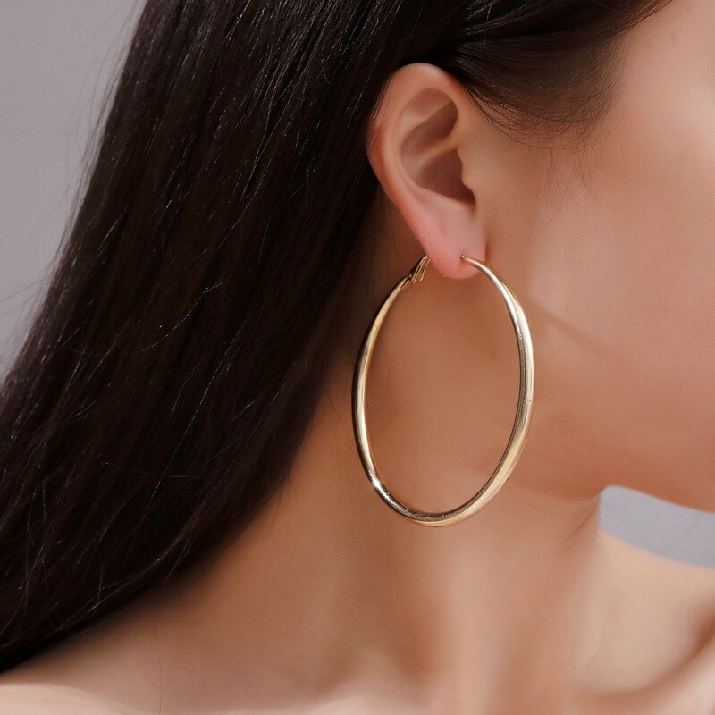 BLIJERY Punk Solid Metal Big Hoop Earrings for Women Statement Jewelry Smooth Circle Earrings Femme Boucles d'oreilles