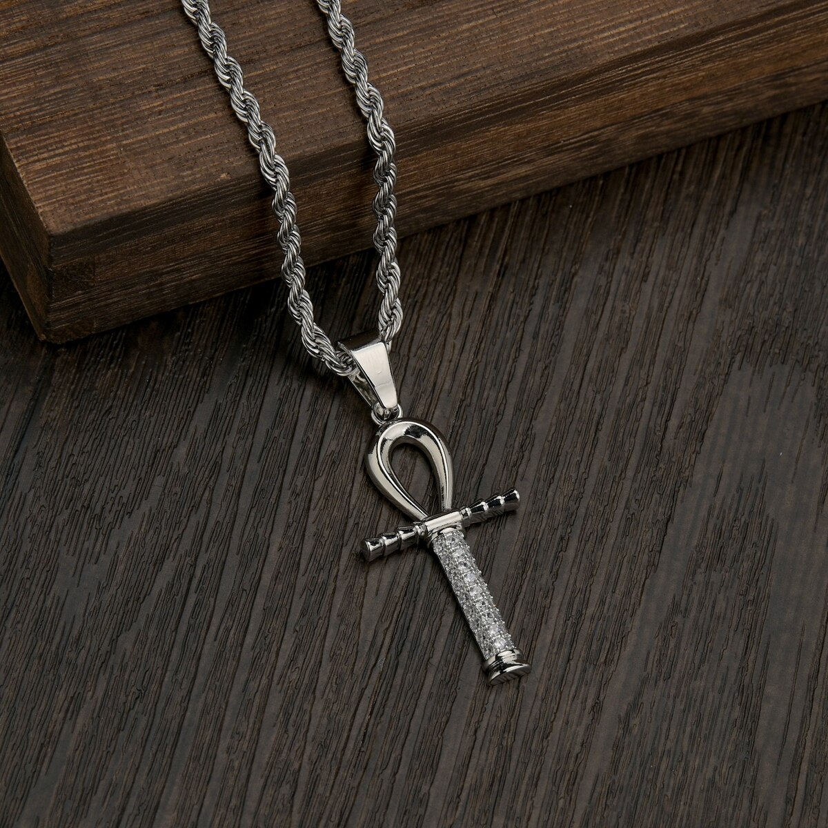 Sifisrri Verschiedene Vintage Edelstahl Diamant Kreuz Choker Halskette für Frauen Twist Kette Geburtstag Schmuck: Style 4 Silver / 24inch 60cm