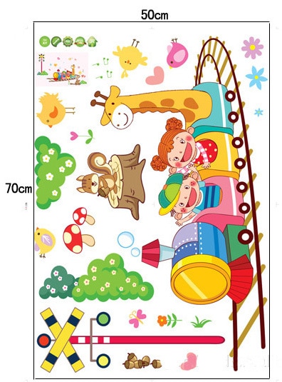 DIY Cartoon Train PVC Removable Decal for Children Kids Living Room Nursery Vinyl Wall Stickers Poster Mural Home Decoration