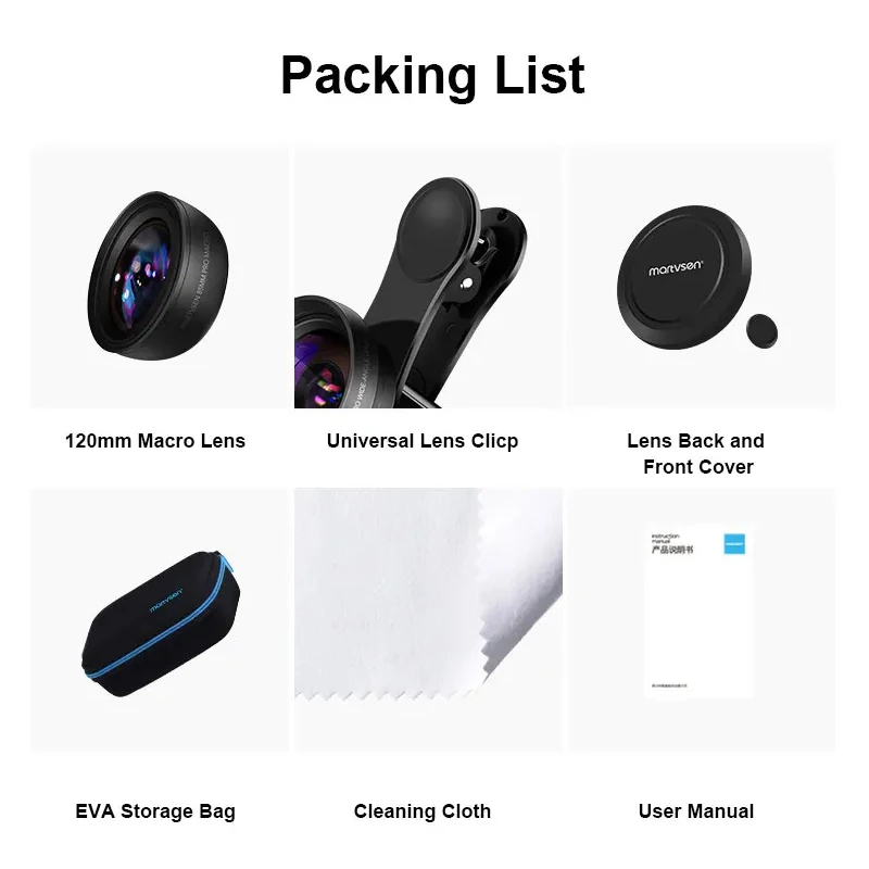 MARTVSEN 120MM Super Macro Lens Professionele 5K HD 10x Super Macro met Universele Telefoon Clip Camera Foto lens voor Smartphone: Default Title