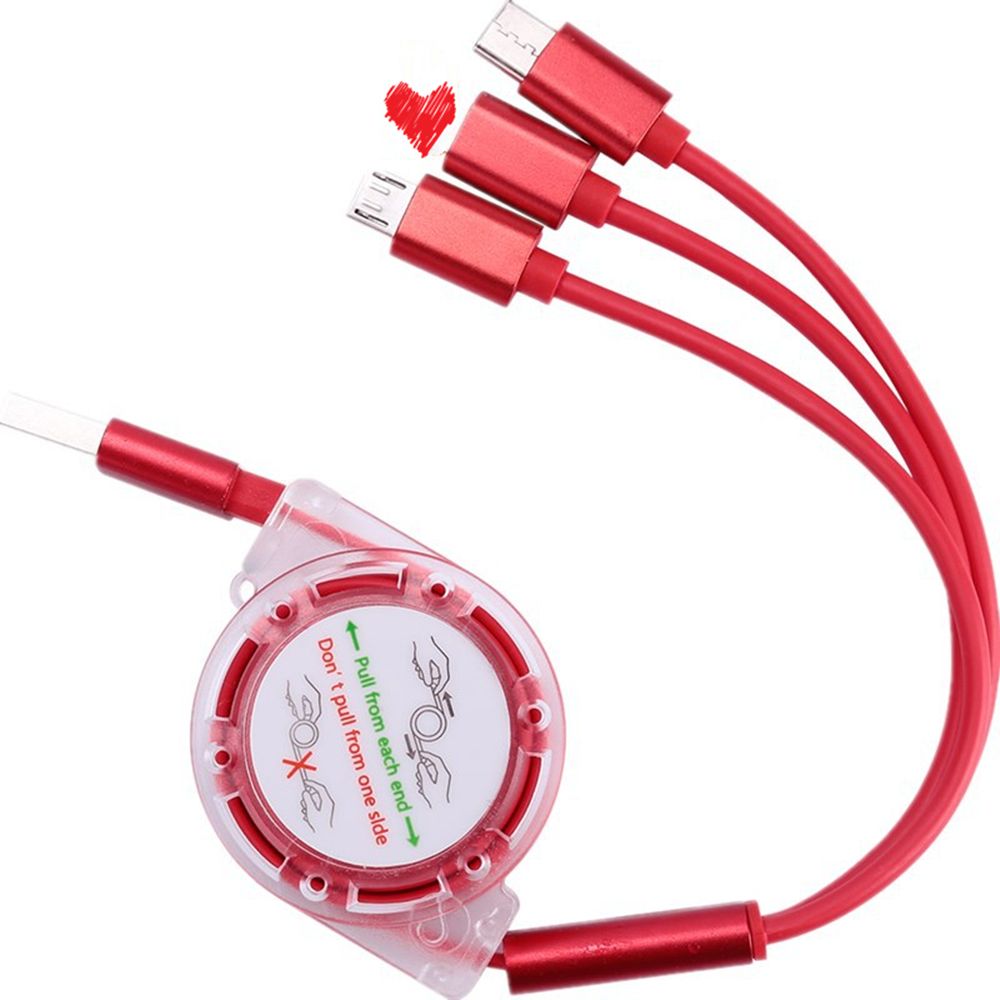 Multi Functionele 3 In 1 Usb Kabel Duurzaam Snelle Oplaadkabel Intrekbare Universele Telefoon Kabel Voor Iphone En Android