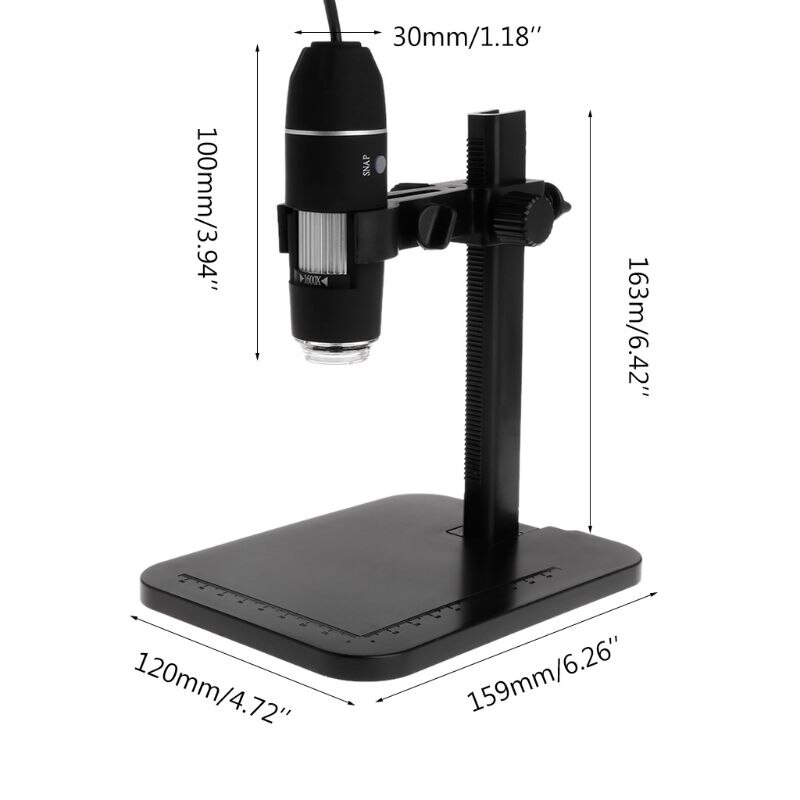 1600x 8 led usb digitalt mikroskop forstørrelsesglass kamera endoskop med linjalbrakett