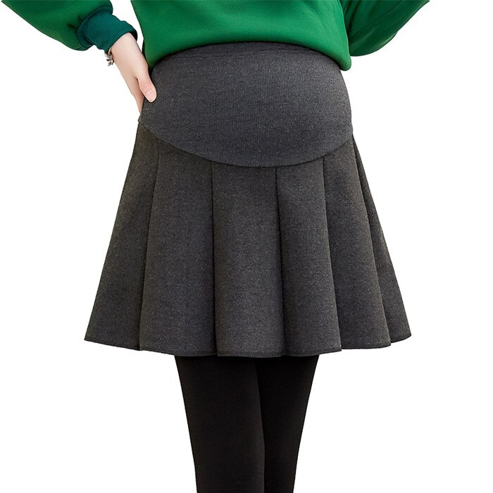 pregnancy skirts maternity high-waisted worsted skirt spring and autumn style mother winter wear pregnant women loose wear: Dark Grey / L