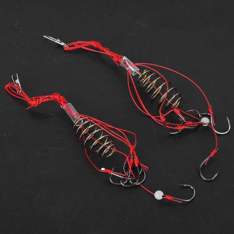 8 Pieces Explosion Fishing Hooks Fishing Lure Bait Trap Feeder Cage Sharp Fishing Hook with Stainless Steel Springs