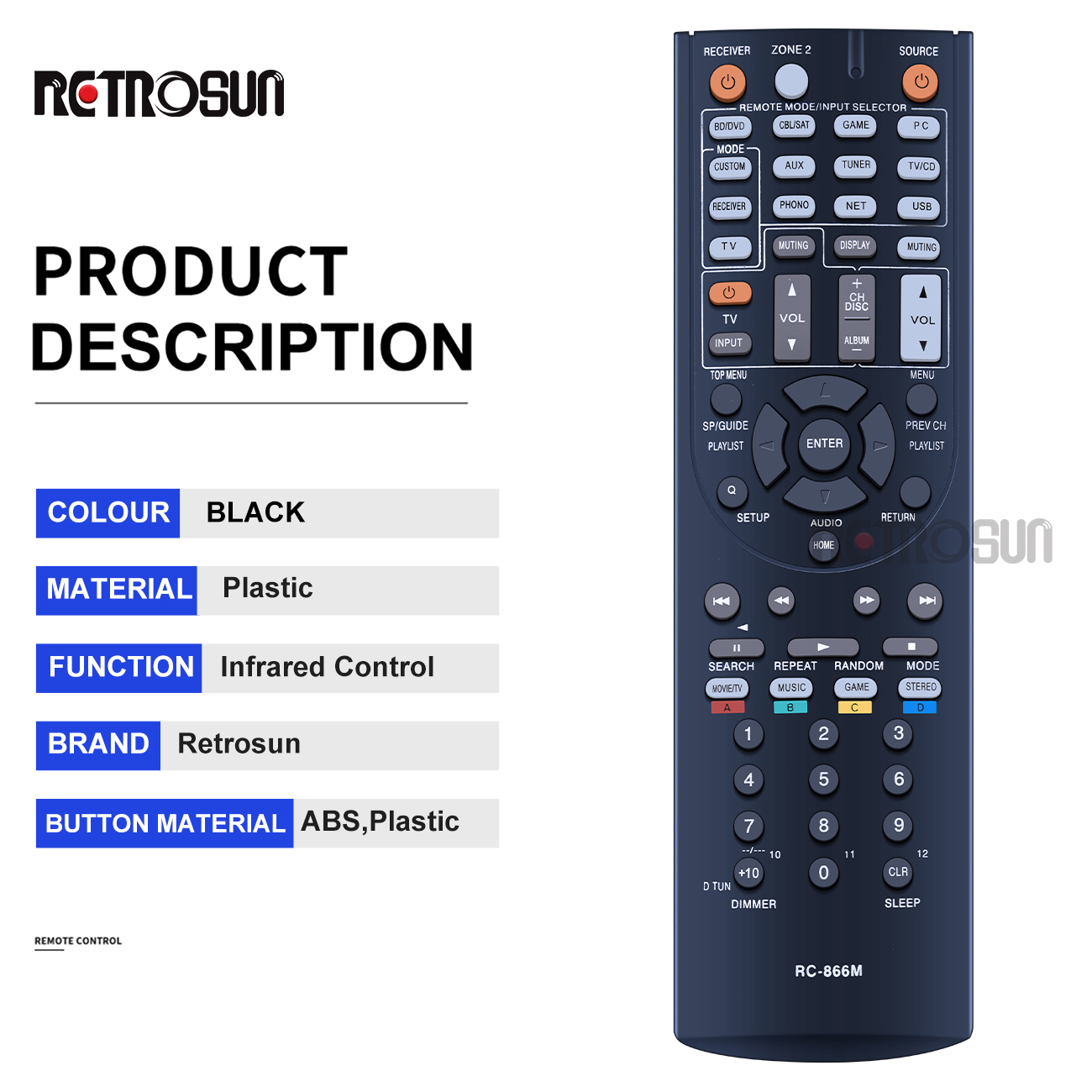 RC-866M RC866M Remote Control fit for ONKYO TX-NR626 TXNR626 HT-RC560 RC-868M HT-S5300 HT-S6300 HT-S7300
