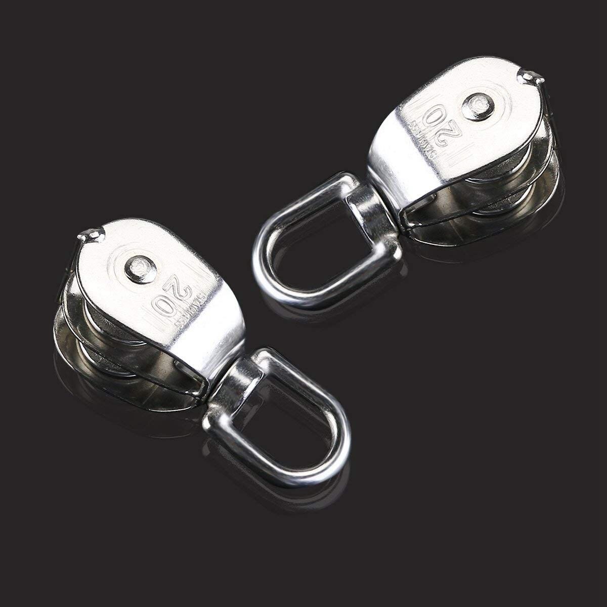 Double Pulley Block 2pcs Stainless Steel 304 Double Swivel Pulley Block