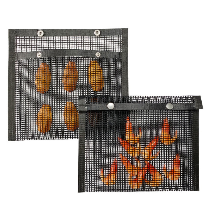 Non-stick mesh grillpose til udendørs picnic værktøj genanvendelig og let at rengøre non-stick bbq bagtaske grill tilbehør