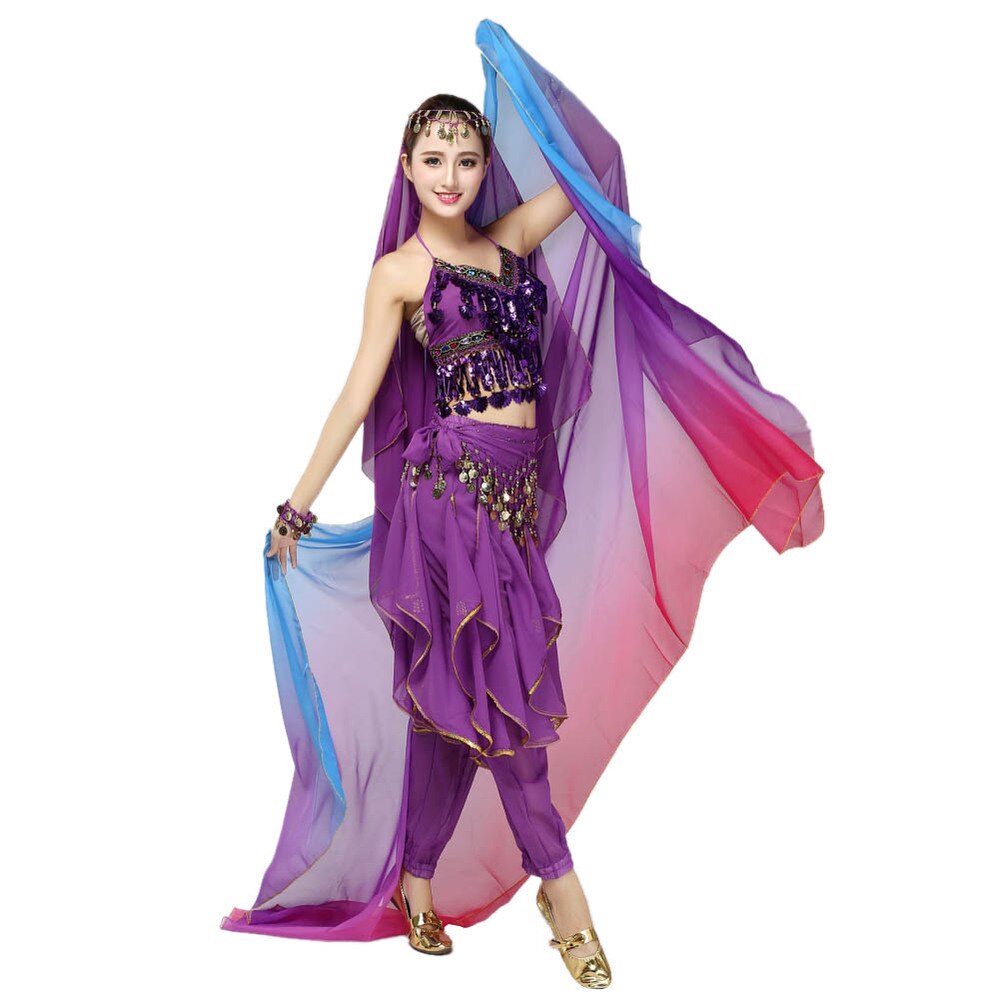 Dégradé voile châle visage écharpe femmes danse ventre Bollywood Costume soie-comme neuf: blue rose purple