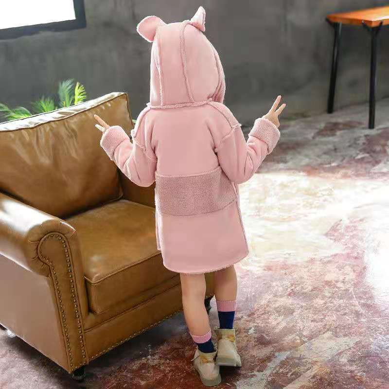 Boutique cappotto per ragazze di media lunghezza Babys ispessito stile coreano 2021 nuovo cappotto di lana autunno e inverno per bambini giacca a vento