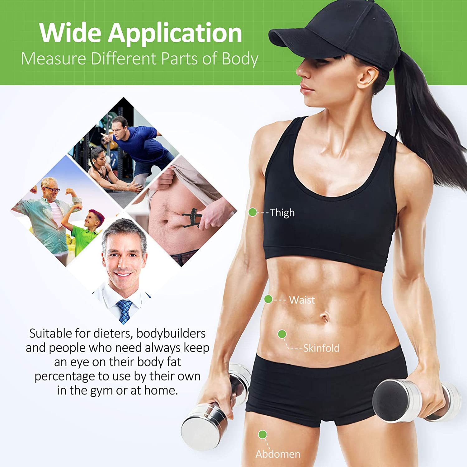 Body Fat Caliper Fat Measure Clipper Combo with Bo... Grandado