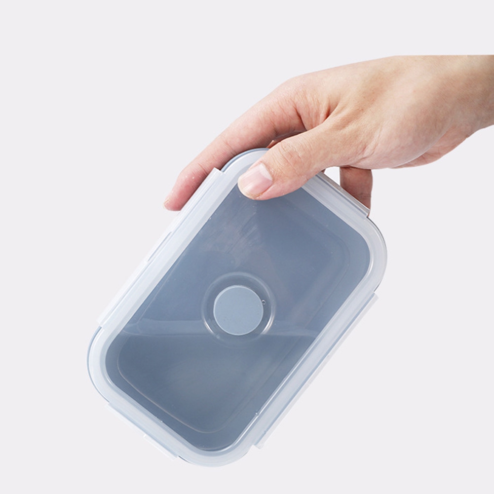 Silicone Rectangle Lunch Box Collapsible Bento Box Folding Food Container Bowl for Dinnerware Tableware