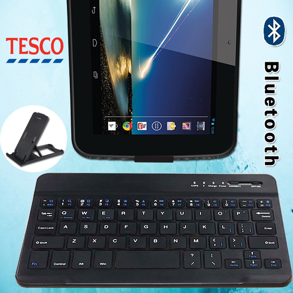 Ultra-dünne Drahtlose Bluetooth Tastatur für TESCO Hudl 2 8.3 &quot;/Hudl 7 Zoll/Windows Verbinden 7/8 tablet Bluetooth Tastatur + Halterung