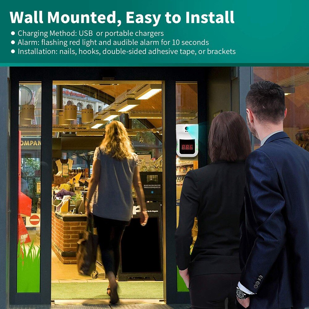 -Wall-Mounted K3 Digital Infrared Thermometer Non-Contact Forehead Body Thermometer LCD Display Office Metro Home Use