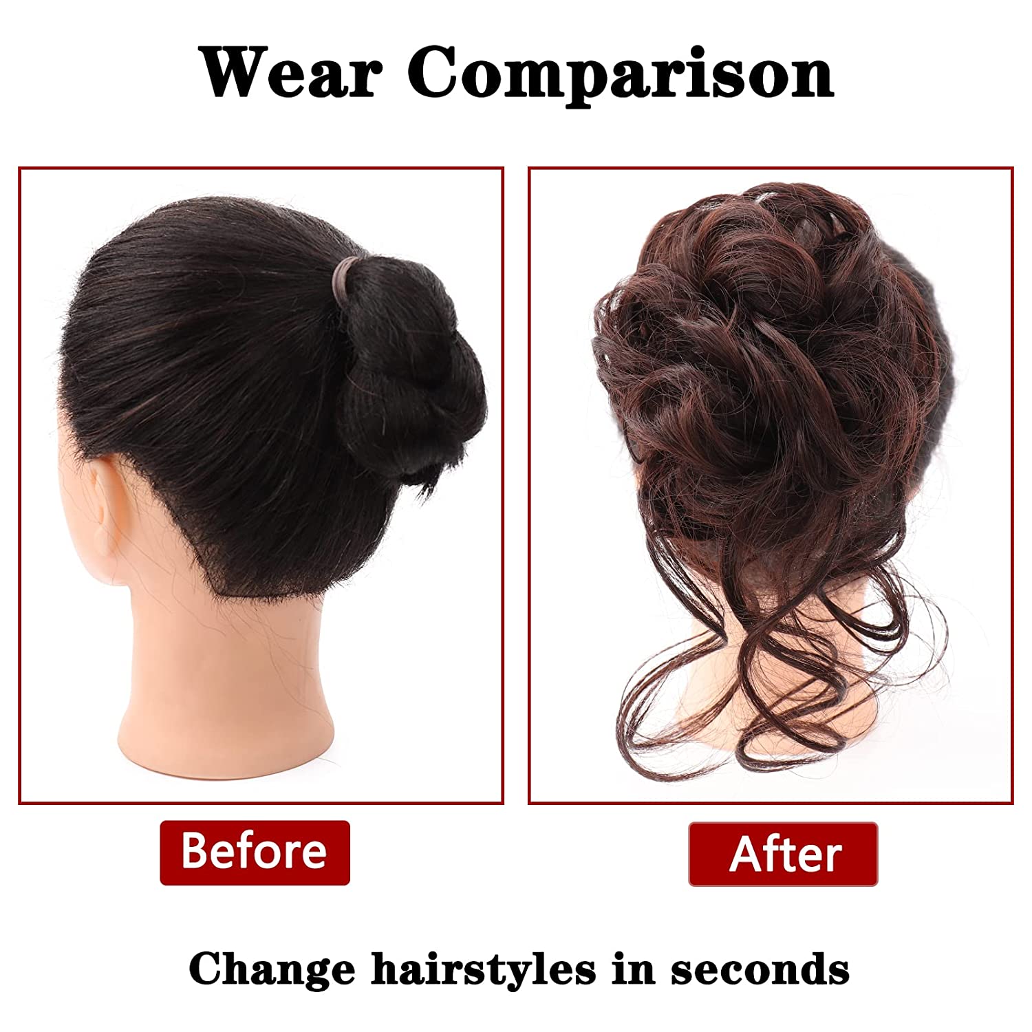 Rommelige Knot Haar Stuk Warrig Updo H Air Extensions Met Elastische Haarbanden Krullend Haar Knot Scrunchie Voor Vrouwen Meisjes