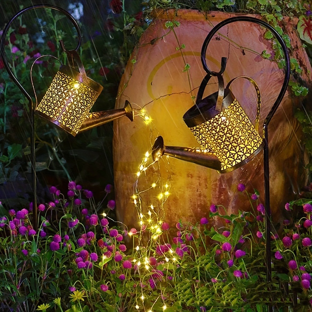 Luces solares decorativas para jardín, regadera Solar con luces, linternas solares colgantes, color blanco cálido, 1 ud.