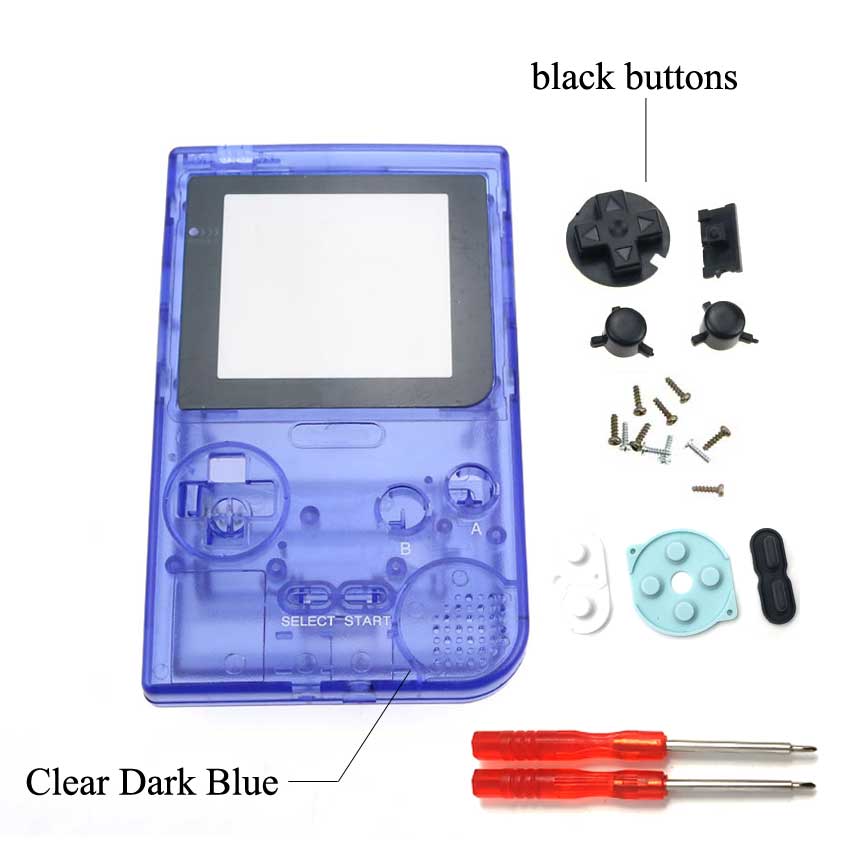 1PCS di Plastica Pieno di Caso Della Copertura Dell'alloggiamento per Gameboy Pocket Console di Gioco per GBP Borsette Caso W/Bottoni Kit pad in gomma A Vite Driver: M Clear Dark Blue