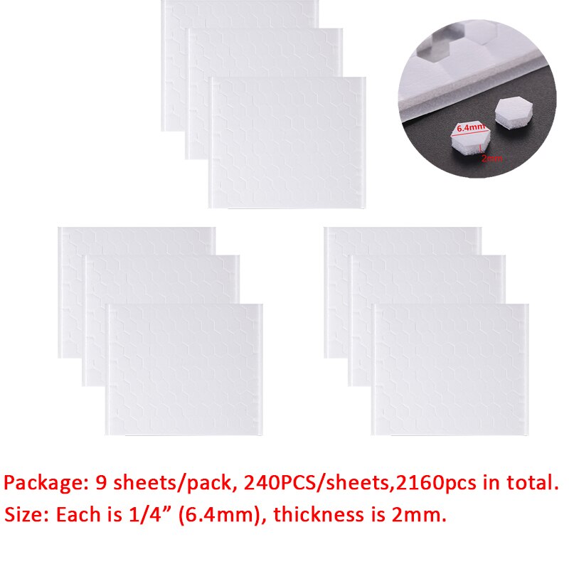 Hexagon 3D Double-sided Adhesive Foam Dots 10mm/6.4mm Width For Paper Shaker Card Making Crafts Cardstock Scrapbooking Supplies: 9sheets 6.4mm