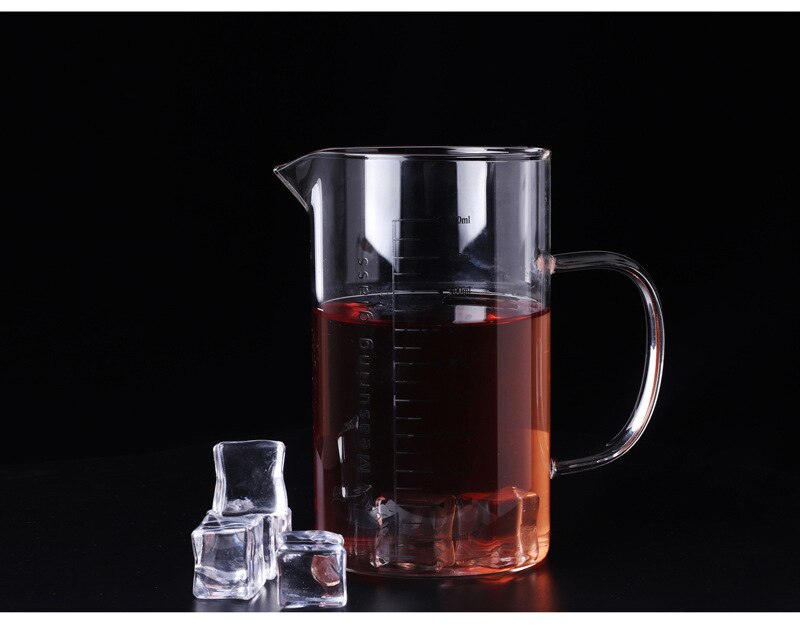 Food Grade Borosilicate Glass Measuring Cups with lid Pot Kettle Kitchen Accessories Measuring Milk Clear Glass Cup Cook Scale: 500ml