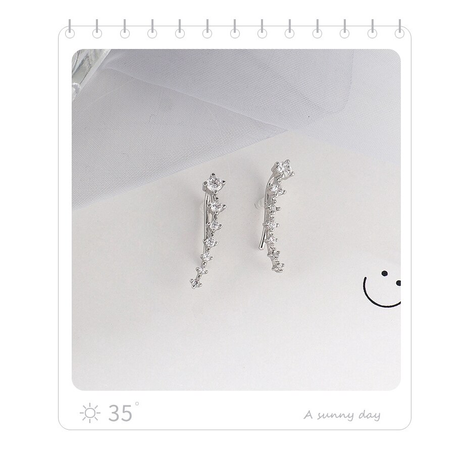 Ear Bone Clip Exquisite Copper Inlaid Shiny Earrings Flashing Diamond Earrings Simple and for Women