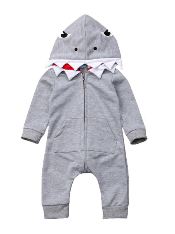 3D Cosplay Shark Strampler Kinder Kleinkind Baby Jungen Mädchen Long Sleeve Zipper Romper Overall Mit Kapuze Kleidung Outfits Kostüm