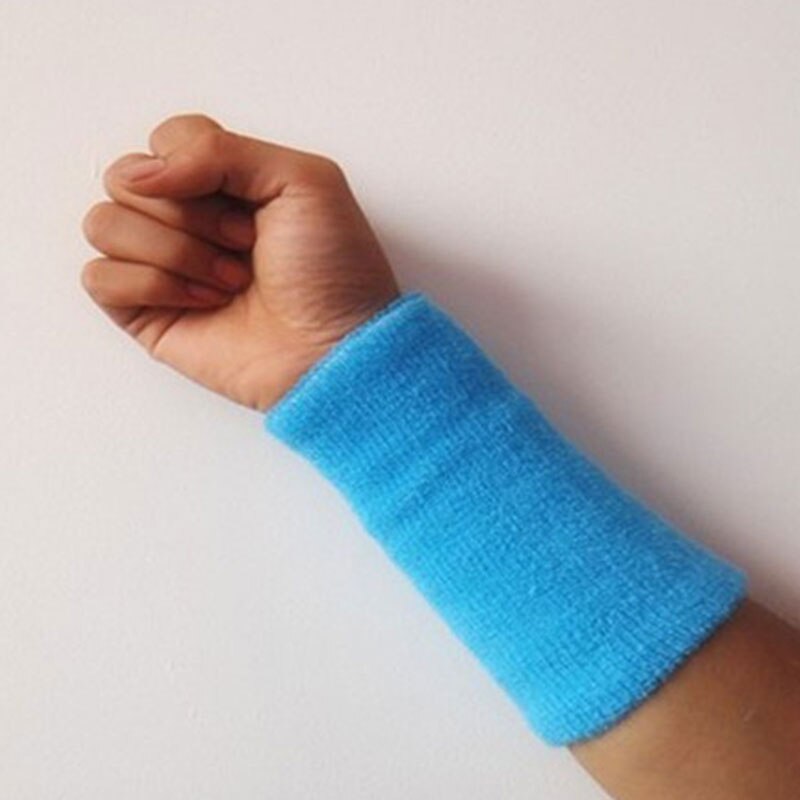 Bracelet anti-transpiration pour sport, fitness, Yoga, bras, manche absorbant la sueur, serviette, attelle, équipement de protection, 1 pièce: BLEU CIEL