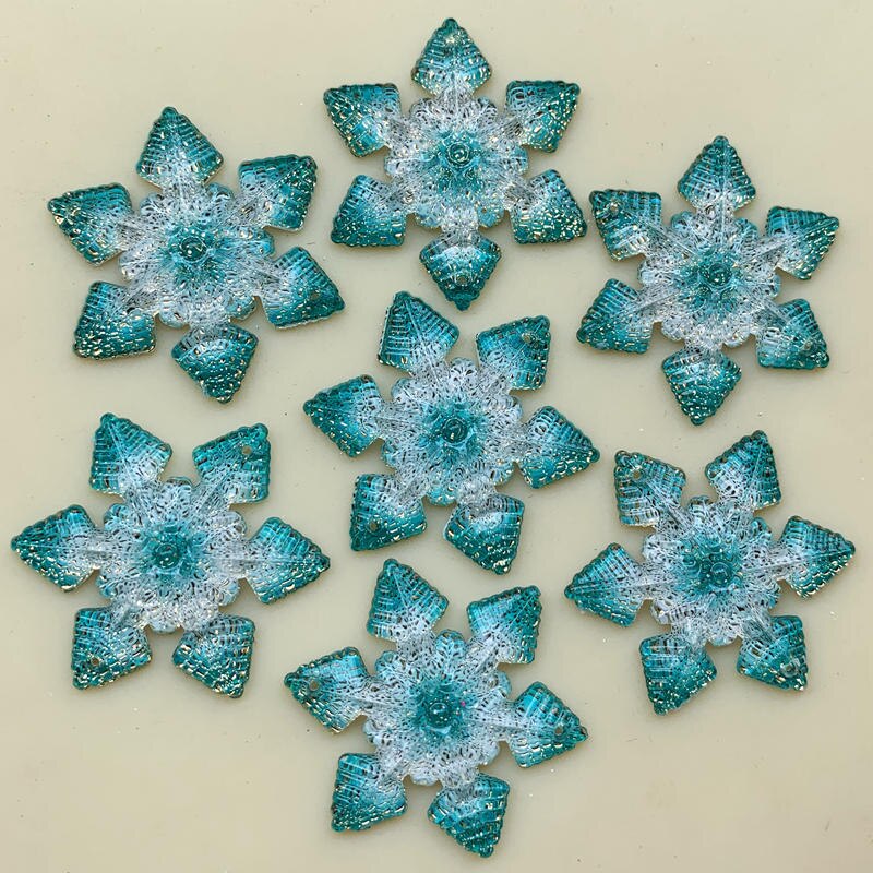 30mm sneeuwvlok Acryl Kristal, Flat Terug Cabochon Kralen Voor DIY Ambachten Christmas Party 10 pcs-B535