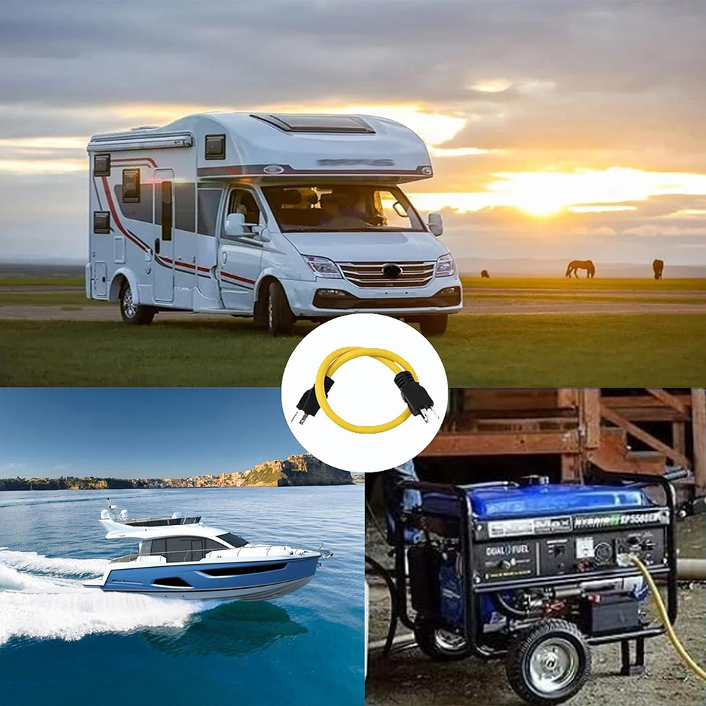 3 Prong Male to Male Extension Cord Double Male 5-15P 12AWG 125V US Plug Generator Adapter Cord for Transfer Switch