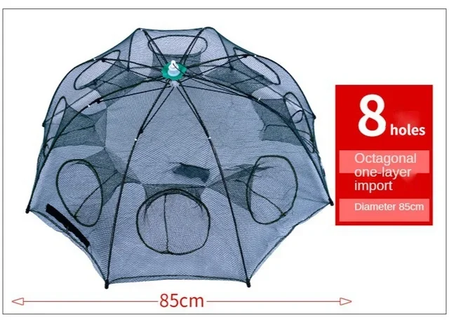 4-16 Holes Strengthened Fishing Net Shrimp Cage Foldable Nylon Automatic Umbrella Shape Fish Trap Cast Folding Landing Net: Burgundy