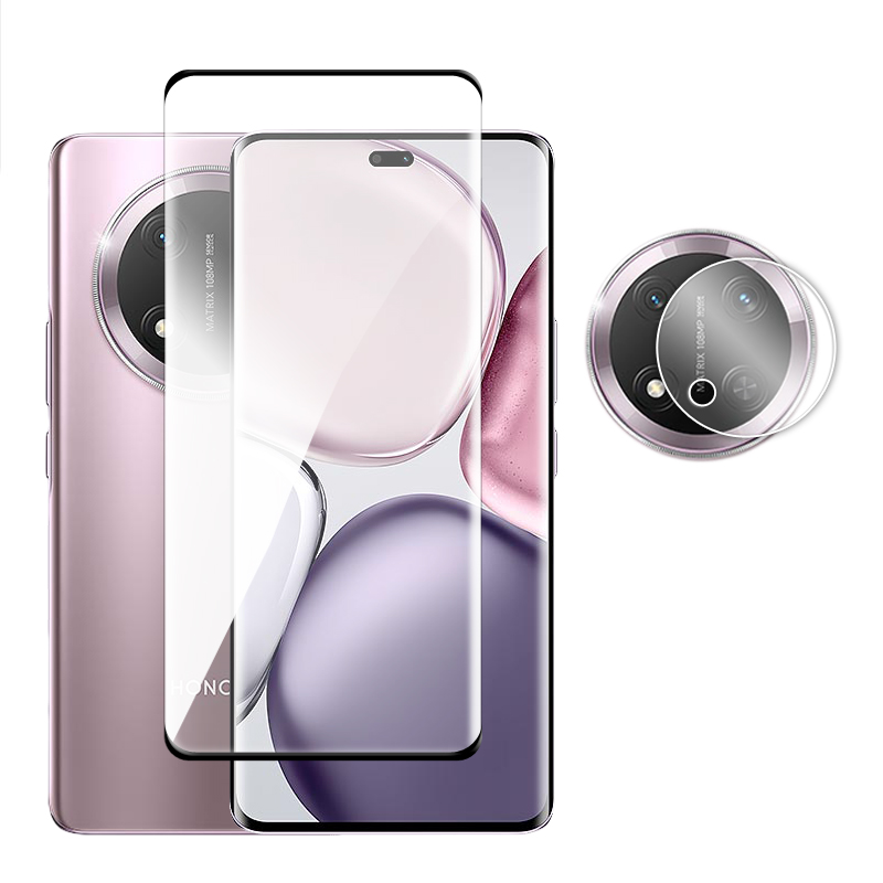 Für Honor Magie 7 Lite 5G Glas Honor Magie 5 6 7 Lite Gehärtetes Glas 3D Volle Abdeckung Gebogene Bildschirm Schutz für Magie 7 Lite Film: Dunkelblau / Paket3