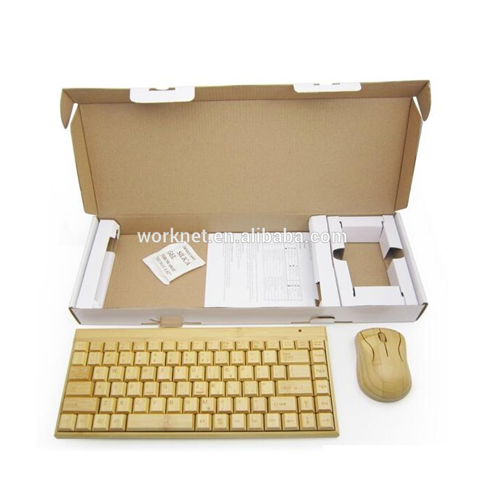 101 style small size bamboo wood wireless keyboard and mouse set for promotional