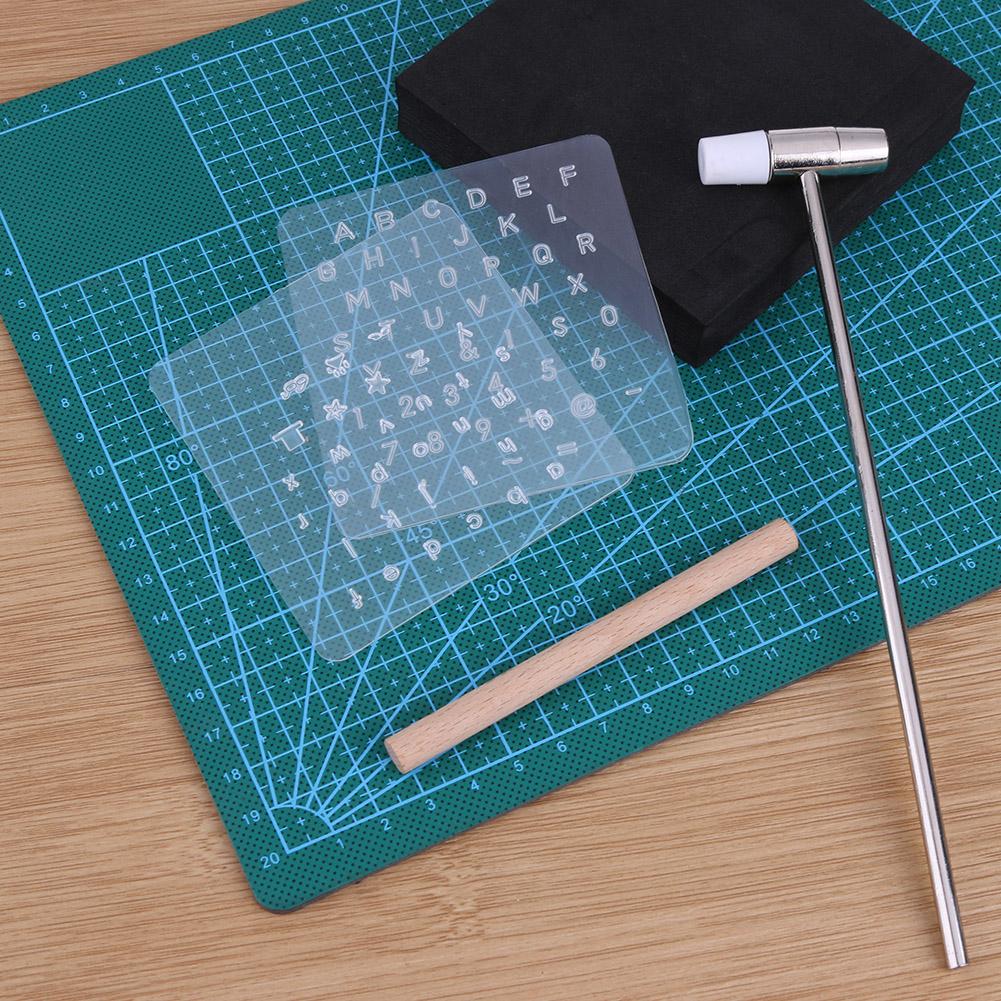 Alfabet numre læder stempling stempel bogstav nummer stamper sæt til læderfag plast læder værktøj diy læder stansning