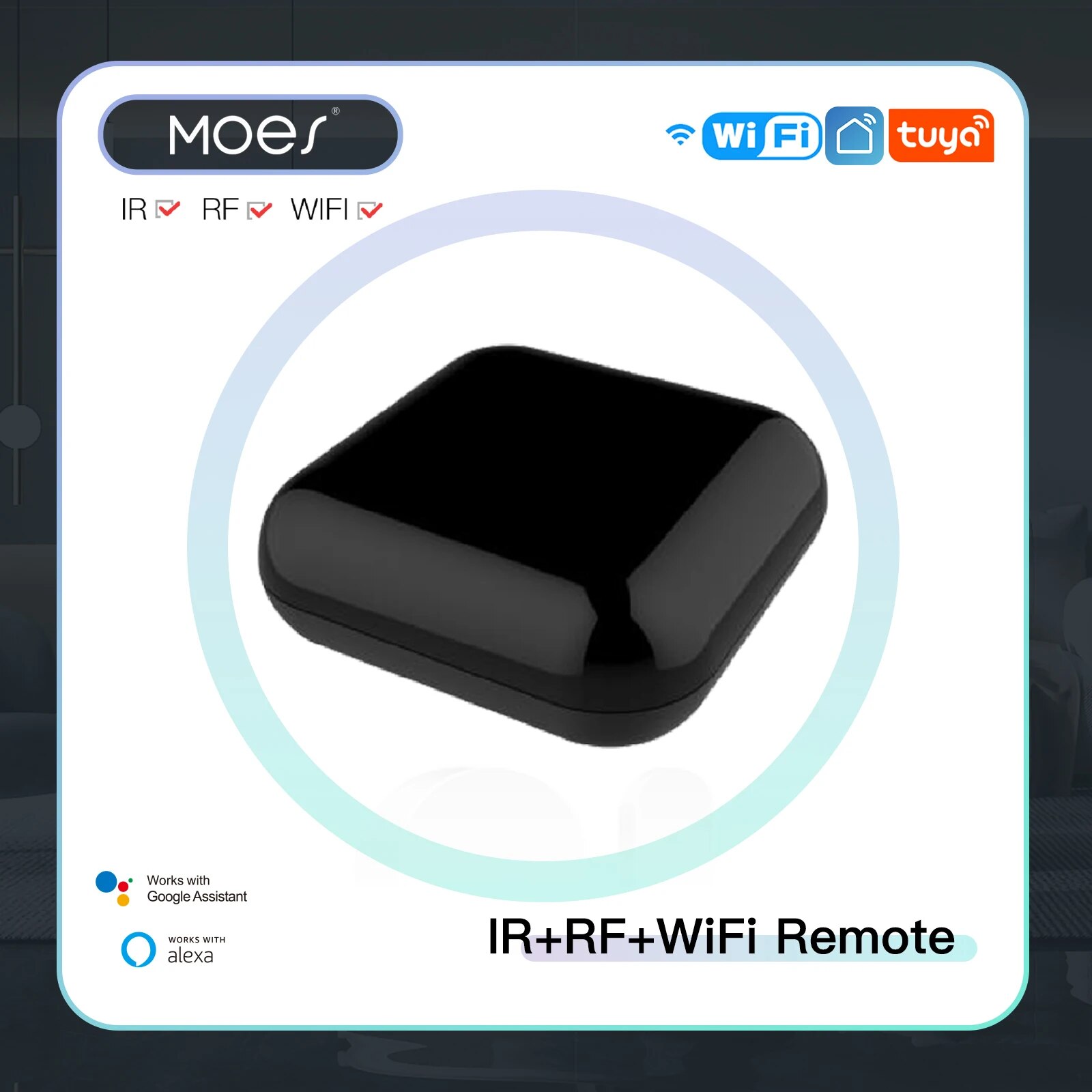 MOES-Controle Remoto Infravermelho Universal, Ar Condicionado, TV, Tuya, Wi-Fi, IR, RF, Funciona com Alexa, Google Home: Default Title