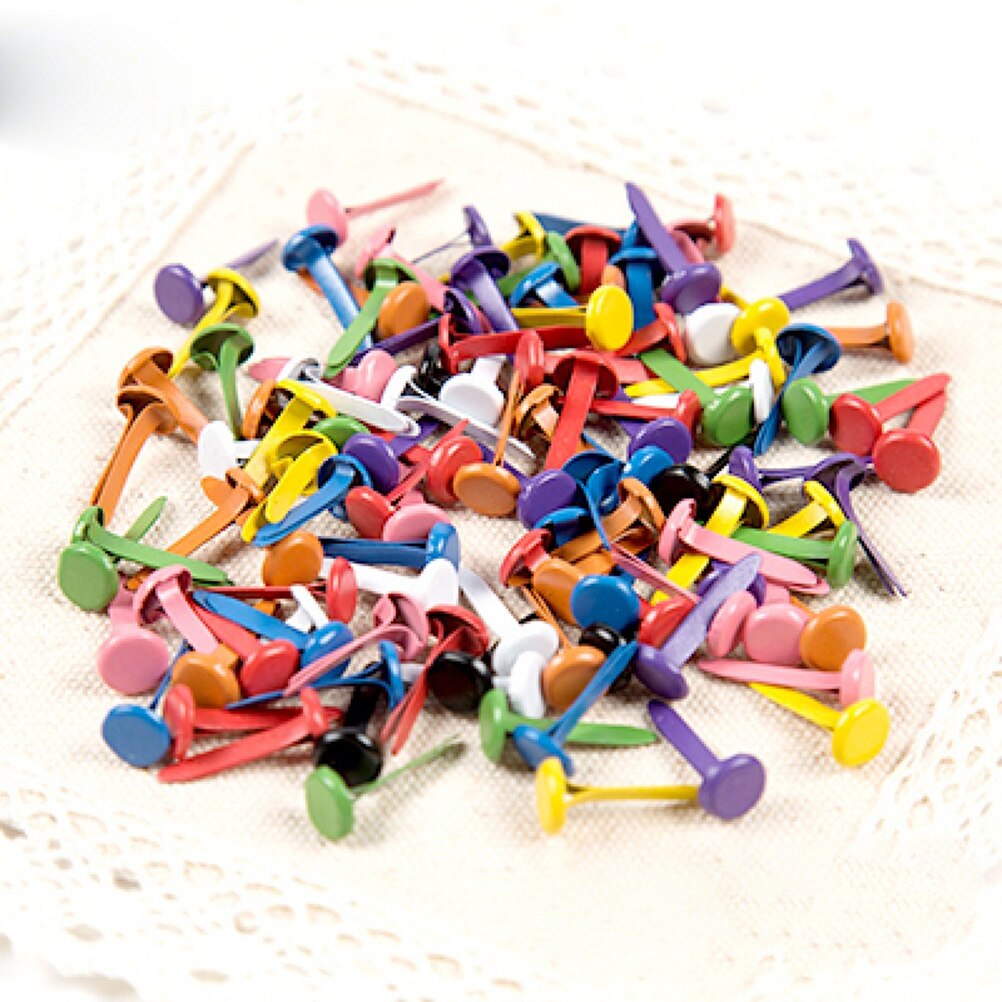 100 stk mini brads assorterede farver runde brad pastel brads udsmykning fastener brads til scrapbog fremstilling stempling diy