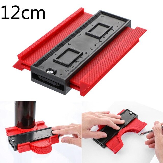 Onnfang Kopie Messgerät Kontur Messgerät Duplizierer Kontur Skala Vorlage Holz Kennzeichnung Werkzeuge Fliesen Sauerei Lineal Groß preis: 12cm rot