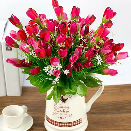 1 Boeket 15 Heads Nep Tulp Bud Kunstmatige Bloem Wedding Party Home Decor Diy Bloemen Boeketten Arrangement Nep Bloemen