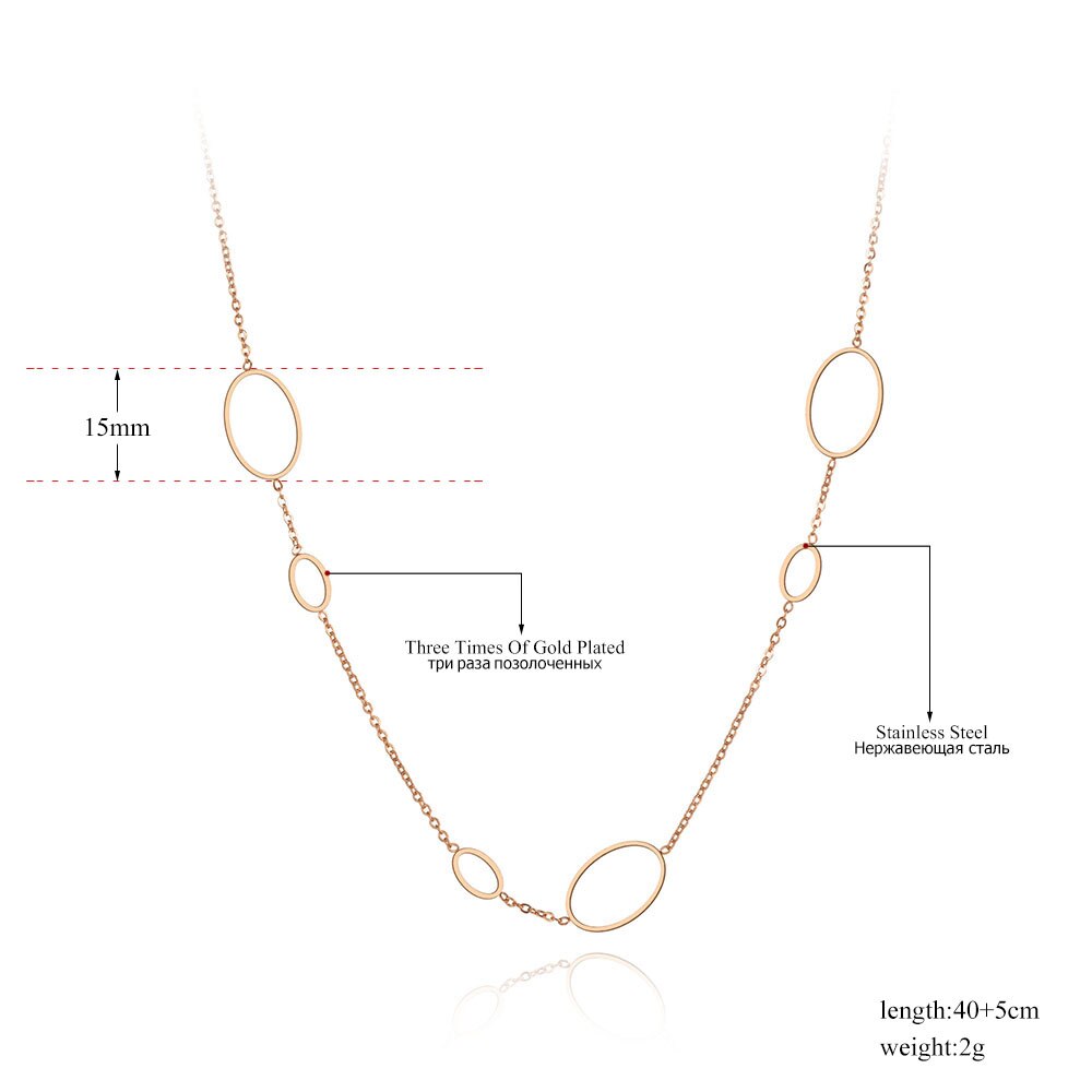 Lokaer Böhmen Edelstahl Oval Geometrie Halsband Halskette Schmuck Rose Gold Kette Verknüpfung Anhänger Halskette Für Frauen Mädchen N19120