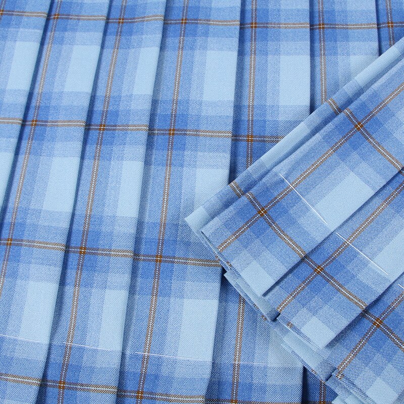 Female Japanese Girls JK Uniforms Short Skirts Light Blue Summer Plaid Pleated Mini Skirt