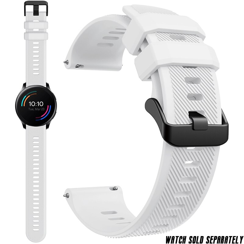 Silikonarmband für oneplus watch 22mm, ersatzarmband für smartwatch, schnellverschluss, streifenmuster, strukturierte oberfläche, armbandzubehör: Elegantes weiß