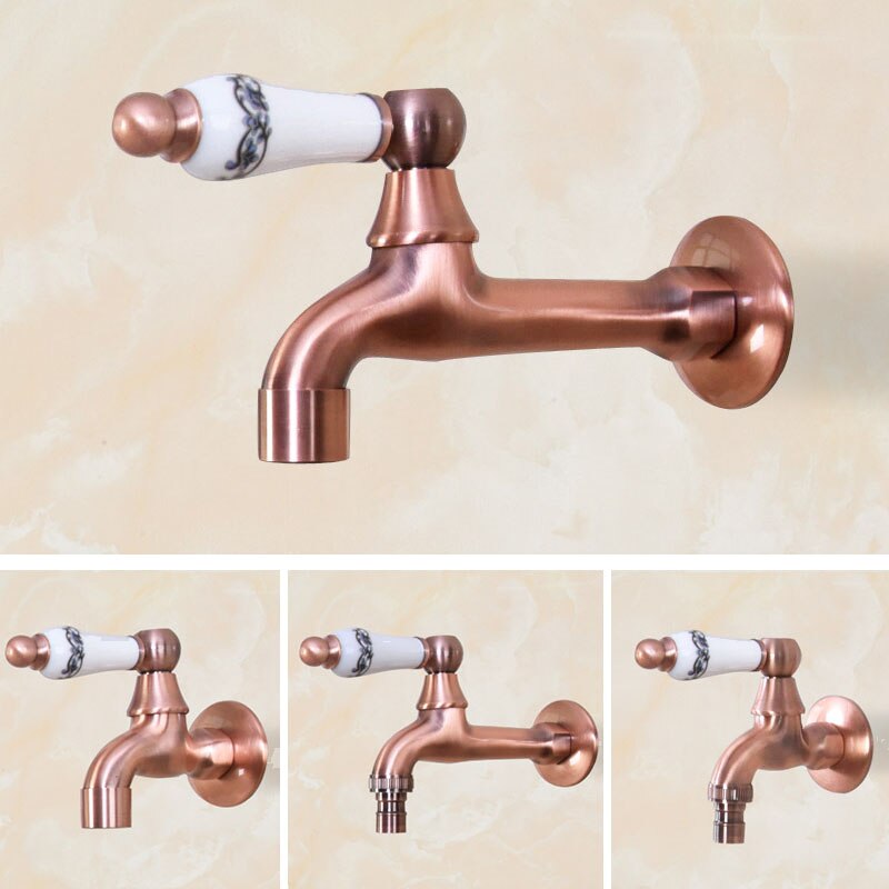 Antike rot Kupfer Zauberstab montieren draussen Wasserhahn Garten Bibcock klopfen Keramik Griff Schlecht Waschmaschine/mopp Wasserhahn KD081