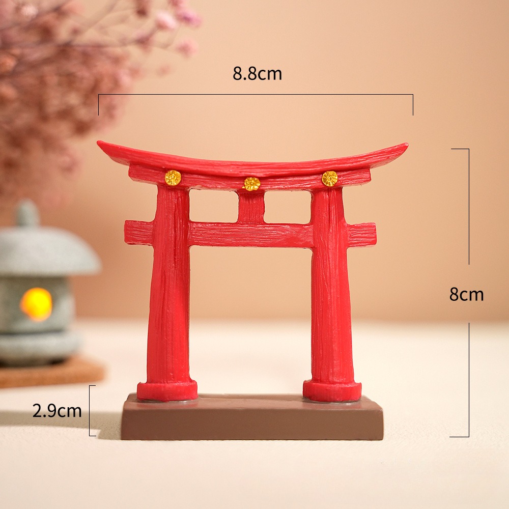 Puerta Torii en miniatura, templo japonés Shinto, jardín, Mini adorno arquitectónico asiático para casa, decoración de pecera, decoración china: Castaño