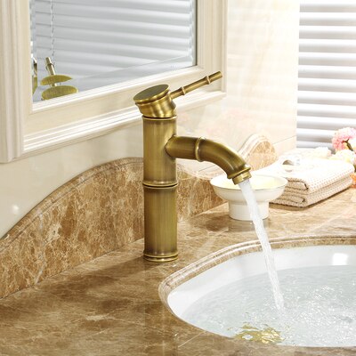 Lottin Wastafel Kraan Antiek Messing Bamboe Stijl Kraan Vintage Brons Afwerking Koper Sink Kraan Enkele Handgreep En Col: 2