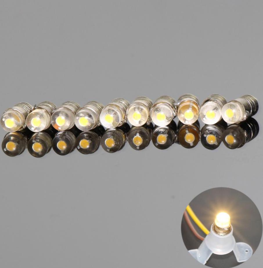 10Stck warm Weiß/Weiß LED Schraube Birne E5 E5.5 12 V-14 V Sporn H0/TT /N Skala NEUE E501 1/35 modell zug eisenbahn modellierung: warm Weiß