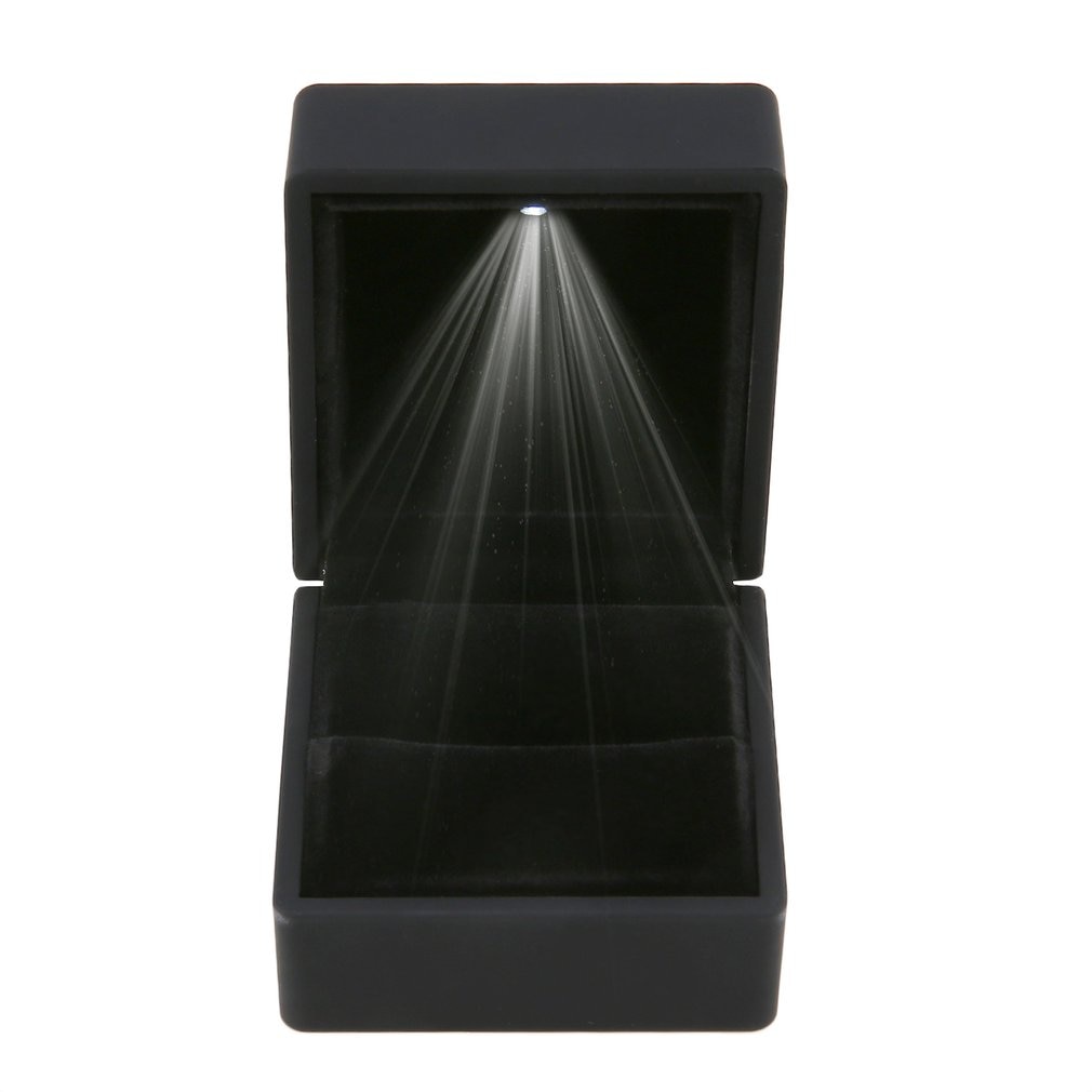 Zwart/Blauwe LED Verlichte Earring Ring Box Wedding Ring Sieraden Display Verpakking Organizer Opslag Voor Engagement