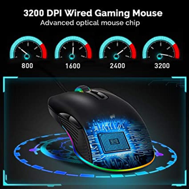 USB C Mouse Type C Ergonomic Wired Mouse RGB Gaming Mouse Optical Mouse